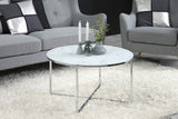 AC Design Furniture Antje Table Basse Ronde, Ø: 80 x 45 cm, Aspect Marbre Blanc /Chrome, Verre/Metal, 1 pc