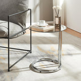 [en.casa] Table d'Appoint avec Plateau Rond en Verre Trempé de 6 MM Table Basse Bout de Canapé Support Plantes pour Salon Chambre Bureau Entreé Métal 46 x 45 cm Verre Bronze Chrome