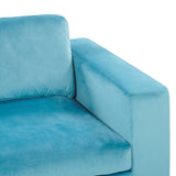 Beliani Canapé Fixe 3 Places Revêtu en Velours Bleu de Qualité Un Design Tendance Idéal pour Salon Vintage Rétro et Glamour