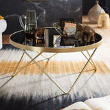 FineBuy Design Table Verre métal ø 82 cm Noir/Or | Table du canapé Moderne | Table Basse en Verre Table | Table de Salon Rond