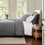 R.SHARE Couvre Lit 2 Personnes 200x220 cm, Dessus de Lit 2 Personnes Gris, Jeté de Lit Boutis Matelassage à Carreaux Douce, Couverture Matelassé de Lit Canapé Printemps Été 4 Saisons Oeko-TEX