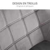 HOMCOM Fauteuil Salon Chaise Coiffeuse Fauteuil scandinave avec Dossier Haut et accoudoir rembourré - Fauteuil Chambre avec Pied en Bois, revêtement en Effet Velours, 67 x 61,5 x 71 cm, Gris