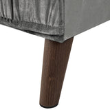 Canapé Moderne en Velours Gris d'Angle Gauche Pieds en Bois d'Eucalyptus Grena