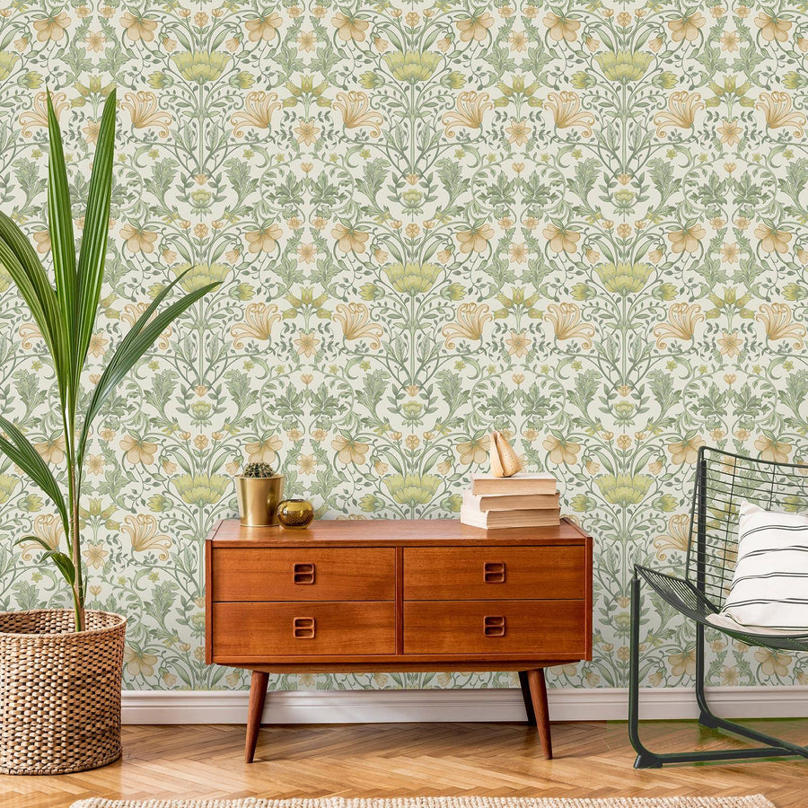 Holden Eclectic Collection Vintage Floral Wallpaper Cream/Ochre