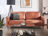 Canapé Fixe 3 Places en Cuir PU Marron Effet Naturel Confort Optimal pour Salon au Design Moderne Beliani
