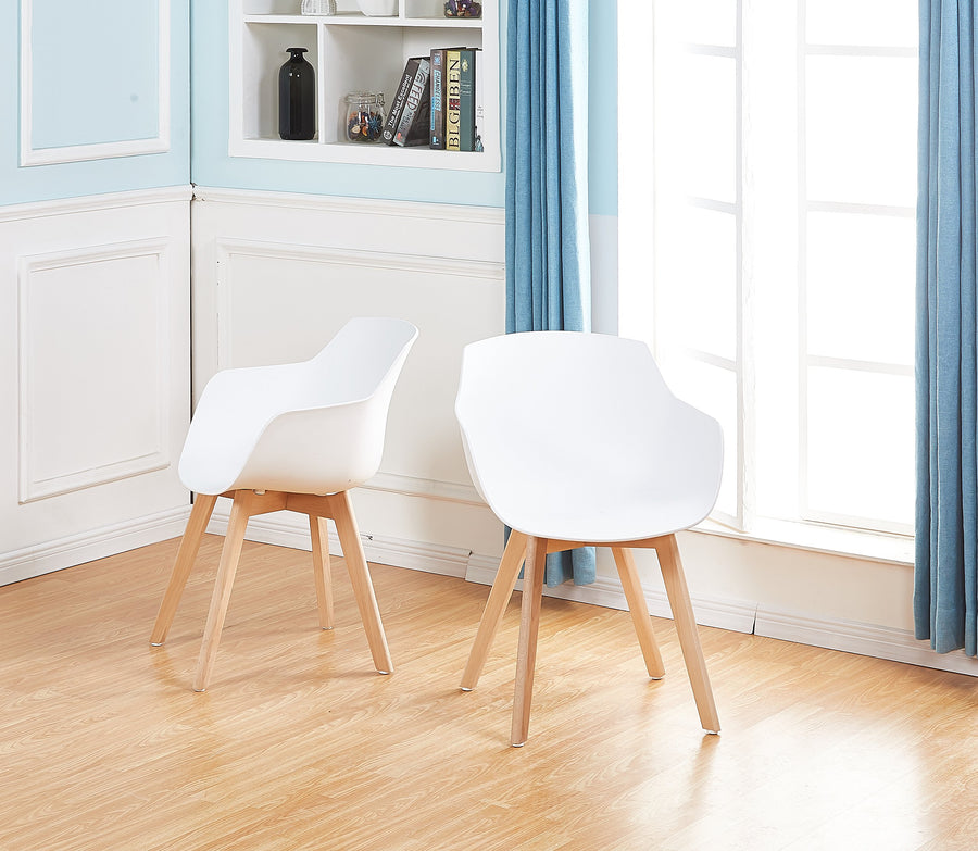 H.J WeDoo Lot de 4 Chaise Salle à Manger, Fauteuils Scandinave de Chaise latérale Design rétro avec Jambe de Bois de hêtre Massif - Blanc H.J WeDoo Lot de 4 Chaise Salle à Manger, Fauteuils Scandinave de Chaise latérale Design rétro avec Jambe de Bois de hêtre Massif - Blanc