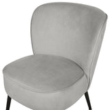 Fauteuil Bas en Velours Gris Clair sans Accoudoirs Pieds Obliques en Métal Noir Voss