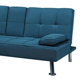 Canapé Clic Clac Convertible 3 Places en Tissu Bleu avec Pieds Argentés Design Ultra Moderne pour Salon Confortable Beliani