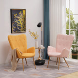 Albatros Fauteuil à Oreilles avec Tabouret Oxford Rose - Housse Confortable Aspect Fourrure Vintage et élégant - Fauteuil de Lecture ou Fauteuil