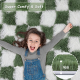 Cekene Grand tapis à poils longs ultra doux et lavable pour chambre à coucher, salon, salle de jeux, dortoir - Vert - 200 x 300 cm