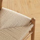 LIMHOME FSC® Chaise de salle à manger Wishbone en bois massif et cordon en papier - Aucun montage nécessaire - Naturel (laqué)