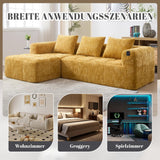 Zepneiy Canapé 3 Places en Forme de U, Fauteuil rembourré avec Méridienne, Canapé 3 Places Canapé Moderne Design accoudoirs et 3 Coussins, Chenille Jaune