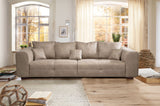 CAVADORE Big Sofa Mavericco - Love Seat - XXL - Design Moderne - Aspect Cuir - avec Coussin de Dossier et Coussin décoratif - 287 x 69 x 108 cm (l x H x P) - Microfibre Beige