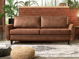 Lisa Design - Canapé Convertible Dan en Microfibre - Canapé Lit - Sofa Marron 3 Places - Salon Industriel/Vintage/Rétro