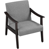 Yaheetech Fauteuil de Salon avec Accoudoirs Courbes Chaise Ergonomique Cadre en Bois d’hévéa pour Salon Chambre Salle de Séjour Bureau 62×70×74 cm Gris Foncé