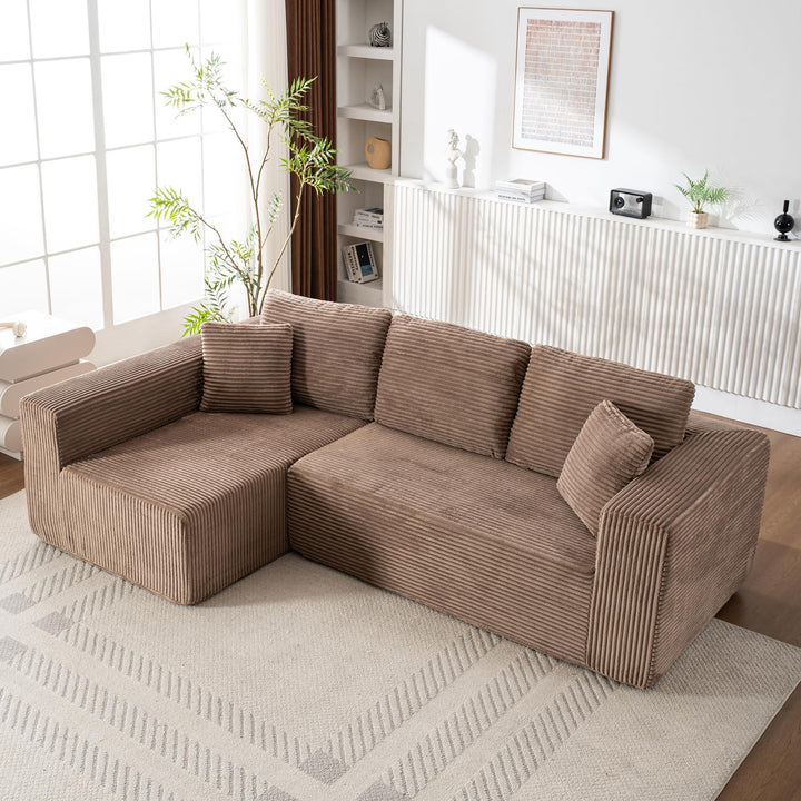 Yihomfy Canapé d Yihomfy Canapé d'angle Modulable,Canapé-lit Convertible,Canapé Nuage sans Montage avec Assise Profonde,Canapé Moderne en Forme de L pour Salon (Marron)