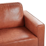 Canapé Fixe 3 Places en Cuir PU Marron Effet Naturel Confort Optimal pour Salon au Design Moderne Beliani