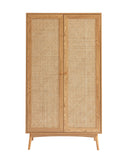 BAÏTA Armoire INES Effet chêne et cannage rotin 2 Portes