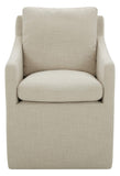 Marque Amazon - Stone & Beam Vivianne Fauteuil de salle à manger rembourré moderne, avec accoudoirs et roulettes, 62 cm de large, Lin