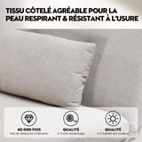 COMHOMA Canapé-lit avec Fonction de Couchage - Housse futon Convertible - Canapé d'angle - Canapé d'invité 3 Places - avec Dossier réglable en Velours côtelé Beige