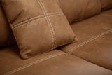 CAVADORE Big Sofa Mavericco Canapé rembourré, Taille XXL, Aspect Cuir, avec Coussin de Dossier et Coussin décoratif, 287 x 69 x 108 cm (l x H x P), en Microfibre, Cognac