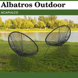 Albatros Acapulco Lot de 2 chaises noires - Chaise de jardin ou de balcon au design emblématique - Ergonomique et charge jusqu'à 120 kg - Fauteuil de salon d'extérieur ou intérieur - Fauteuil de