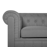 Beliani Canapé 3 Places en Tissu Gris Clair Chesterfield BIG