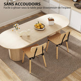 HOMCOM Lot de 2 chaises de Salle à Manger chaises de Cuisine Modernes avec Pieds en Acier et Dossier incurvé pour Salle à Manger, Chambre, Salon, Effet Bois Naturel