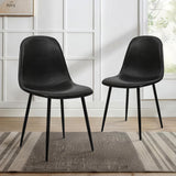 CangLong Lot de 2 chaises de Salle à Manger Chaises de Cuisine rétro rembourrées pour la Cuisine et la Salle à Manger, chaises scandinaves en Similicuir avec Pieds en métal, Noir