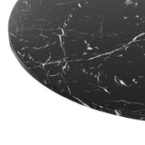 Beliani Table de Salle à Manger Industrielle Effet Marbre Noir Ronde MDF Base en Métal 90 cm Boca