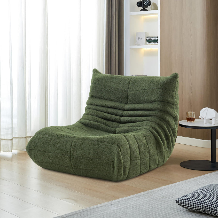 DAHUEN Fauteuil Paresseux avec Dossier,Grand Pouf Poire pour Adultes,Lazy Canapé Individuel Canapé de Sol,avec Mousse Confortable Haute densité,pour Salon, Chambre à Coucher,99x33x33cm (Vert)