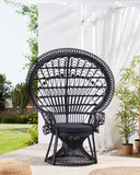 Beliani Fauteuil Style Bohème avec Coussin Assorti en Rotin Noir Emmanuelle