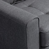 HOMCOM Canapé Convertible 2 Places canapé-lit avec Dossier capitonné, Coussins et Matelas Pliable au Sol, canapé en Tissu Effet Lin pour Salon, Chambre d'amis, 147,5 x 75 x 85 cm, Gris