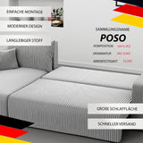GREKPOL Canapé d'angle Convertible 145x248 à Gauche ou à Droite - Canapé 3 Places Convertible - Canapé avec Espace de Rangement - Canapé Lit - Canapé Convertible - Sofa Clair Gris