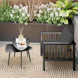 Outsunny Lot de 2 tables basses de balcon en acier - Résistantes aux intempéries - Design géométrique - Pour extérieur, jardin, terrasse, balcon - Noir