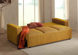 Lisa Design - Canapé Convertible Livy en Velours Côtelé - Canapé Lit - Sofa Jaune 3 Places - Salon