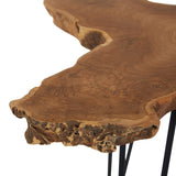 Beliani 2 x Tables Basses avec Plateau en Bois de Java et Pieds en Métal Noir Design Industriel pour Salon Moderne, Rustique ou Scandinave