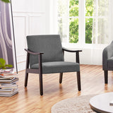 Yaheetech Fauteuil de Salon avec Accoudoirs Courbes Chaise Ergonomique Cadre en Bois d’hévéa pour Salon Chambre Salle de Séjour Bureau 62×70×74 cm Gris Foncé