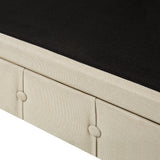 Canapé 3 Places en Tissu Beige Assise Rembourrée Large Dossier Points Chesterfield