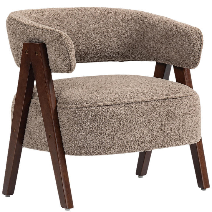 HOMCOM Fauteuil de Salon en Tissu Bouclette, Chaise rembourrée, Assise Large, Dossier Ergonomique, accoudoirs, Pieds en Bois Massif et Structure en Acier, Fauteuil de Chambre, Salon, Bureau, Marron HOMCOM Fauteuil de Salon en Tissu Bouclette, Chaise rembourrée, Assise Large, Dossier Ergonomique, accoudoirs, Pieds en Bois Massif et Structure en Acier, Fauteuil de Chambre, Salon, Bureau, Marron