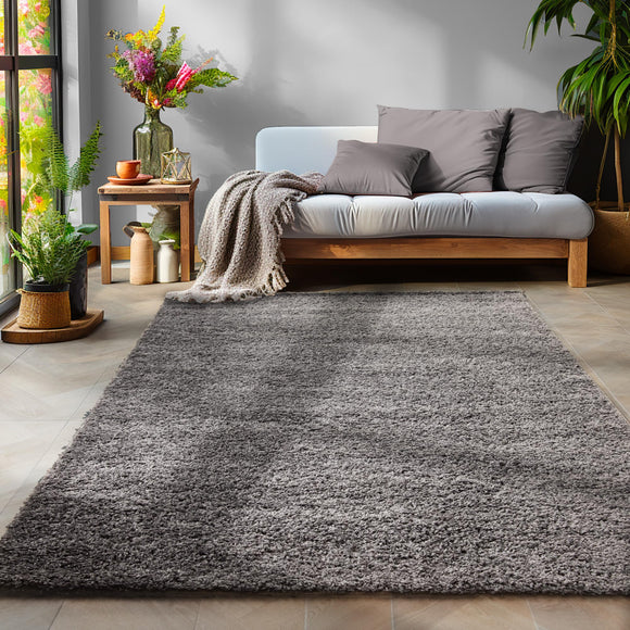 Tapis à Poils Longs, Unicolor - Monochrome, Tapis Gris, 300 x 400 cm, Tapis de Style Moderne, Tapis Salon