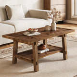TRIBEWOOD Table Basse 120 cm pour Salon, Table Cocktail Centrale de Style Ferme avec Pieds en Bois Solides, Montage Facile