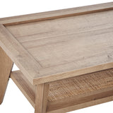 Table Basse Rustique Étagère Bois d'Ingénierie Rotin Bois Clair Simla