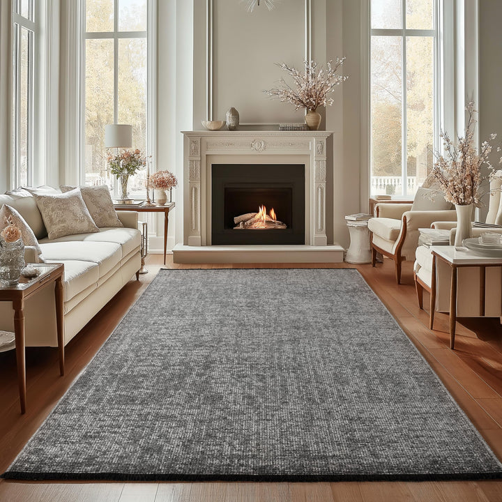 Carpettex Tapis en Coton Chenille Gris 240x340 cm Lavable, Style Boho, Poils Courts Vintage Kelim, Antidérapant et Doux, Mélange Monochrome, pour Salon, Chambre, Bureau & Cuisine Carpettex Tapis en Coton Chenille Gris 240x340 cm Lavable, Style Boho, Poils Courts Vintage Kelim, Antidérapant et Doux, Mélange Monochrome, pour Salon, Chambre, Bureau & Cuisine