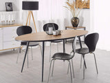 Table de Salle à Manger Ovale 180 x 90 cm Effet Bois de Chêne et Pieds en Métal Noir pour Intérieur Scandinave Rétro ou Moderne Beliani