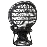 Beliani Fauteuil Style Bohème avec Coussin Assorti en Rotin Noir Emmanuelle