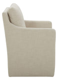 Marque Amazon - Stone & Beam Vivianne Fauteuil de salle à manger rembourré moderne, avec accoudoirs et roulettes, 62 cm de large, Lin