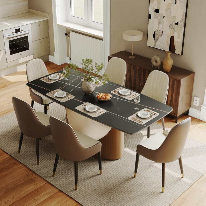 POVISON Table de Salle à Manger 180cm pour 6-8 Personnes, Table à Manger avec Plateau Rectangulaire en Pierre Frittée Noir, Pied en Acier Carbone,Table sans Chaise, 180 * 90 * 75cm POVISON Table de Salle à Manger 180cm pour 6-8 Personnes, Table à Manger avec Plateau Rectangulaire en Pierre Frittée Noir, Pied en Acier Carbone,Table sans Chaise, 180 * 90 * 75cm