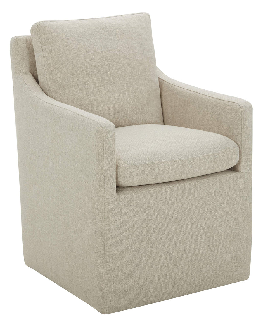 Marque Amazon - Stone & Beam Vivianne Fauteuil de salle à manger rembourré moderne, avec accoudoirs et roulettes, 62 cm de large, Lin