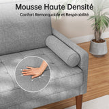 Vesgantti Petit Canapé 2 Places Gris Clair, Canapé en Lin 121cm avec Coussin à Ressorts, Mini Canapé Chambre avec Accoudoirs, Canapé de Salon Moderne, Canapé Fixe 2 Places, Gris Clair Causeuse